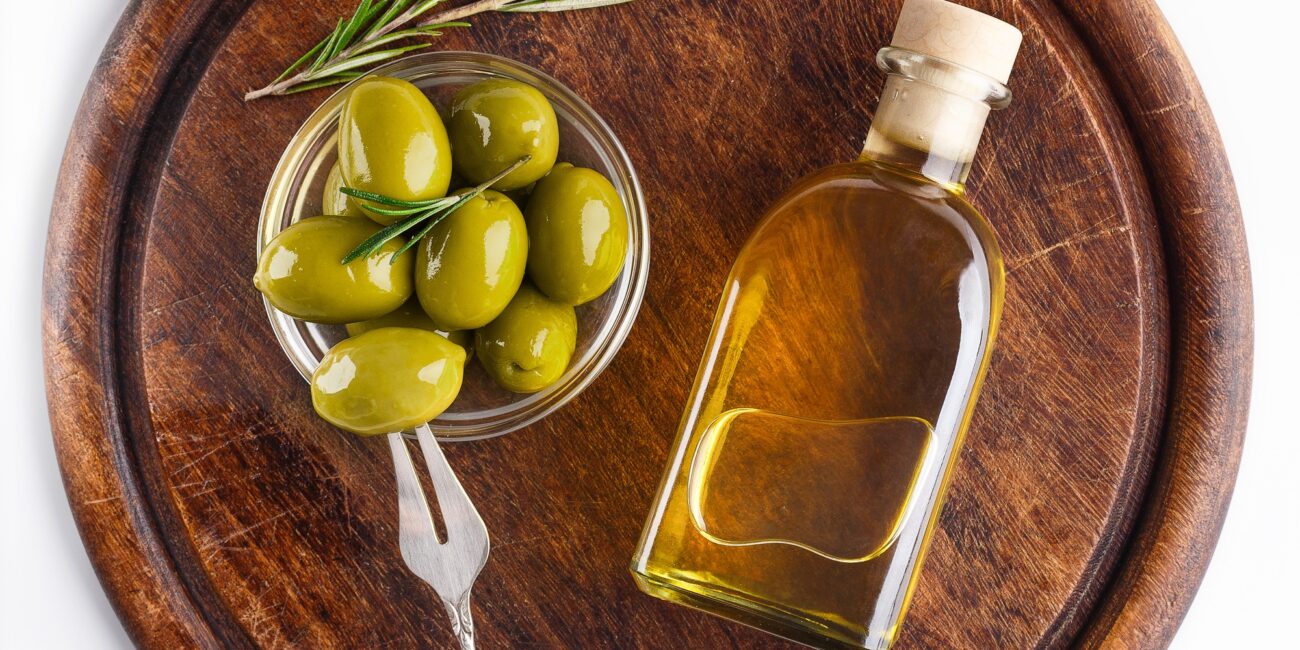 Turkish oil and olives concept